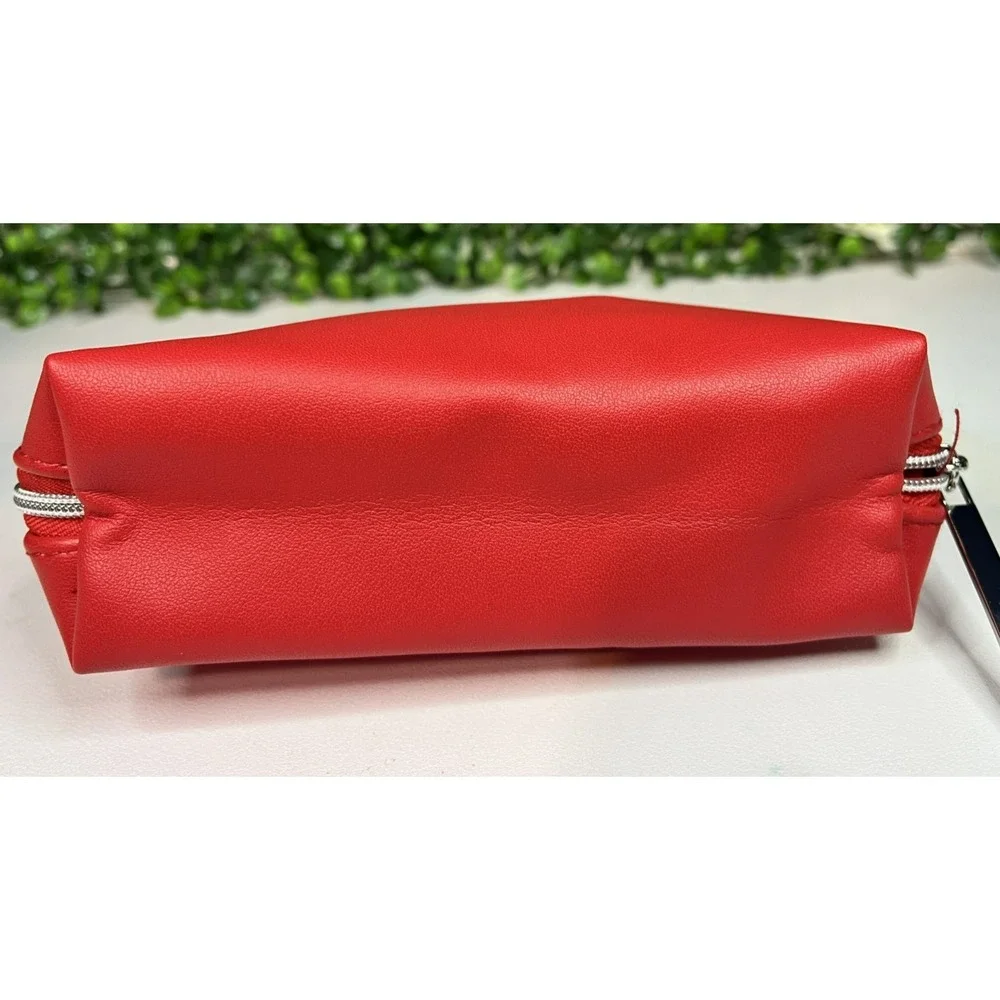 Lancome RED Lips Kiss Bag Zip Around Cosmetic Makeup Travel Case - NEW